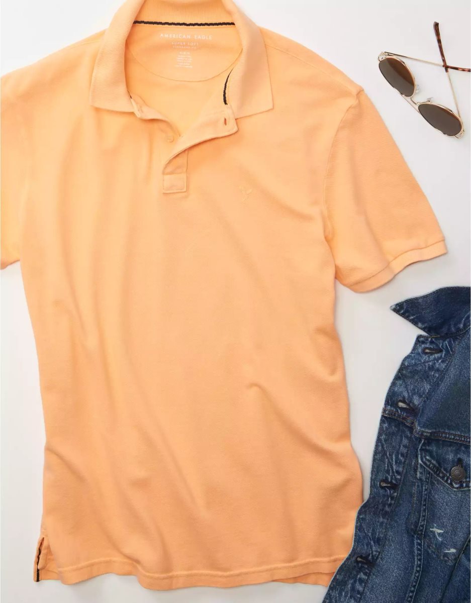 Polos American Eagle AE Super Soft Legend Pique Orange Homme | JRY-47950395